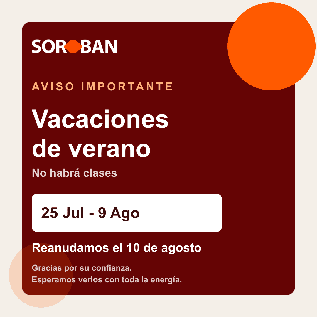 Aviso de vacaciones de verano Soroban